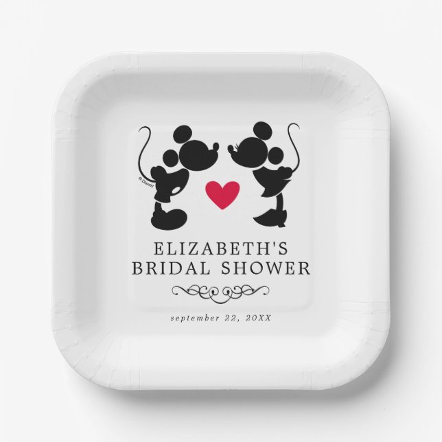 Mickey and Minnie Silhouette | Bridal Shower Paper Plates (Front)