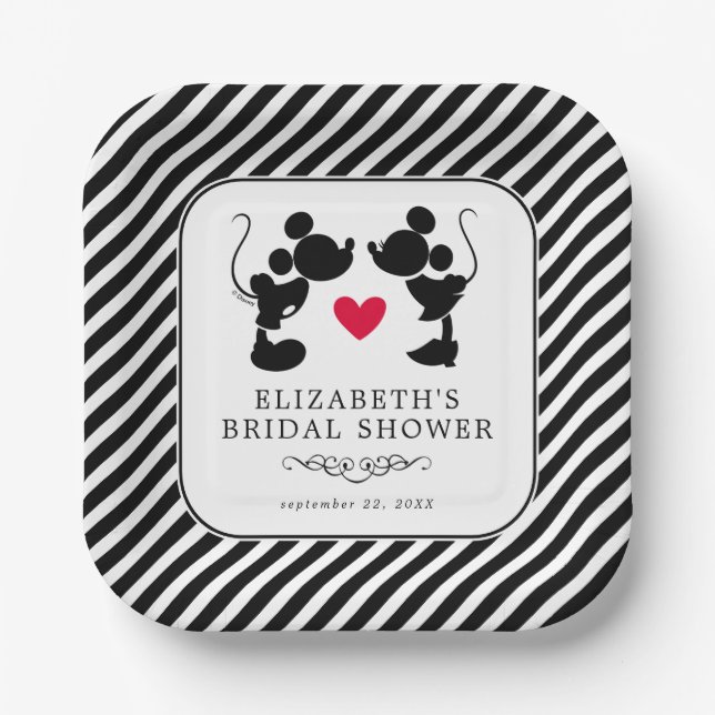 Mickey and Minnie Silhouette | Bridal Shower Paper Plates (Front)