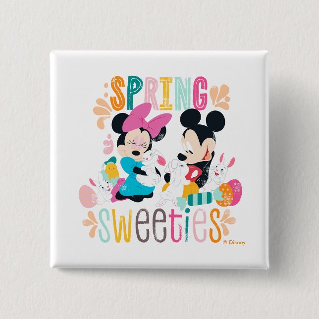 Mickey and Minnie | Spring Sweeties Button (Front)