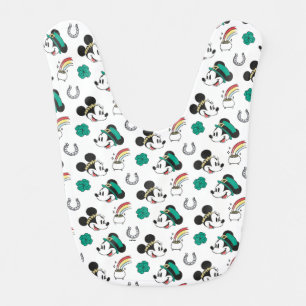 Mickey and Minnie St. Patrick's Day Pattern Baby Bib