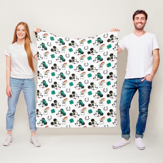 Mickey and Minnie | St. Patrick's Day Pattern Fleece Blanket (In Situ)