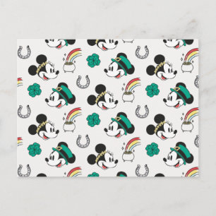 Mickey and Minnie St. Patrick's Day Pattern Postcard