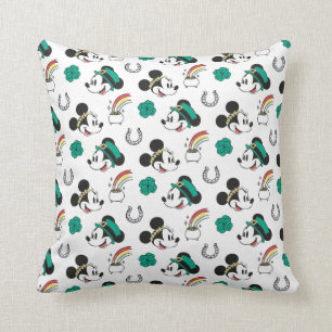 Mickey and Minnie St. Patrick's Day Pattern Throw Pillow