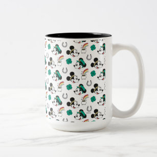 Mickey and Minnie   St. Patrick's Day Pattern Two-Tone Coffee Mug