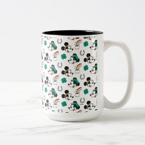 Mickey and Minnie  St Patricks Day Pattern Two_Tone Coffee Mug