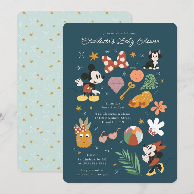 Mickey and Minnie Summer Baby Shower Invitation (Front/Back)