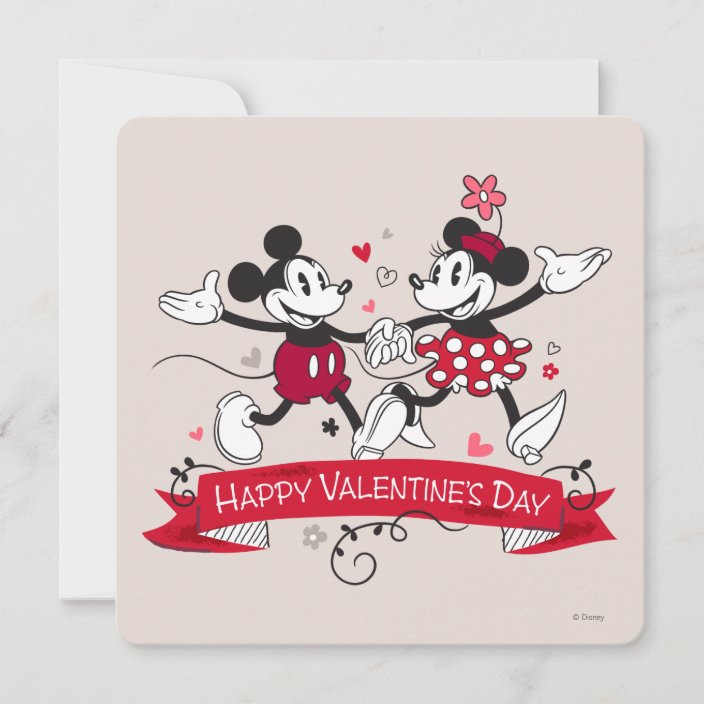 Mickey And Minnie Valentine Holiday Card Zazzle Com