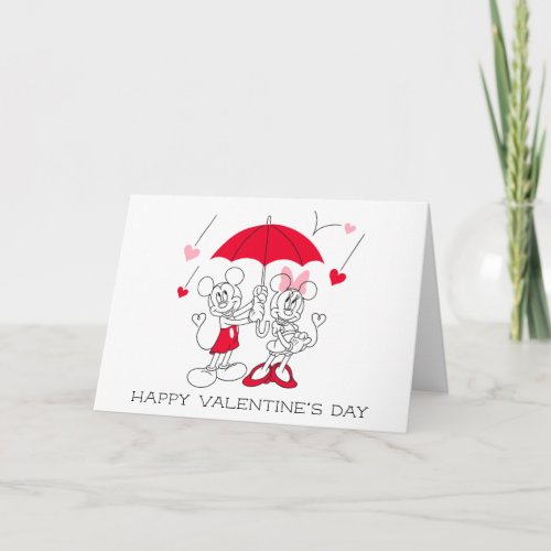 Mickey and Minnie  Valentines Day Falling Hearts Card