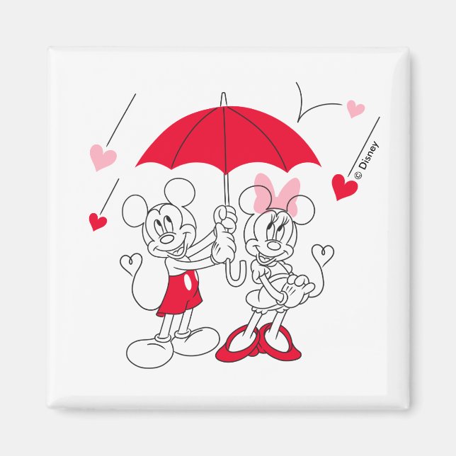 Mickey and Minnie | Valentine's Day Falling Hearts Magnet (Front)