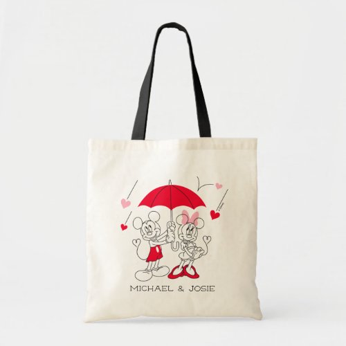 Mickey and Minnie  Valentines Day Falling Hearts Tote Bag
