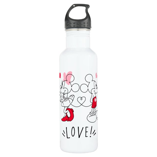 Mickey and Minnie | Valentine's Day Love Stainless Steel Water Bottle (Front)