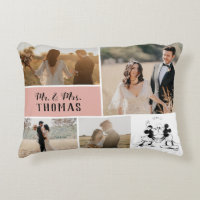 Mickey and Minnie - Wedding Photo Collage Accent Pillow