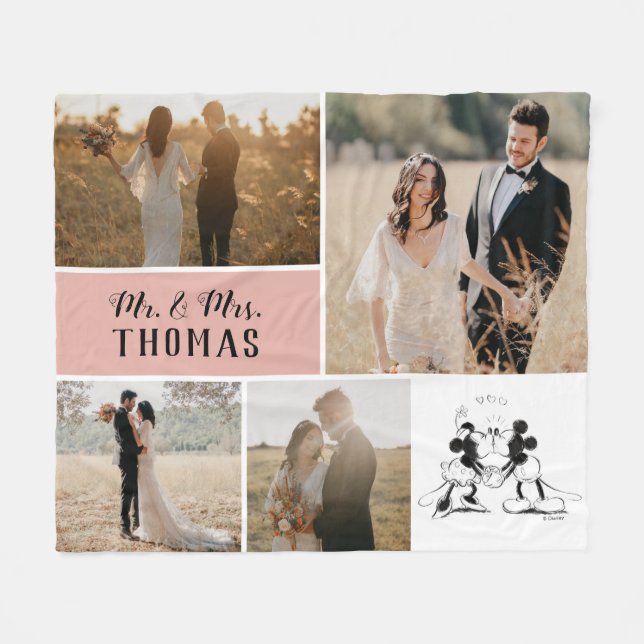 Mickey and Minnie - Wedding Photo Collage Fleece Blanket (Front (Horizontal))