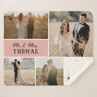 Mickey and Minnie - Wedding Photo Collage Sherpa Blanket
