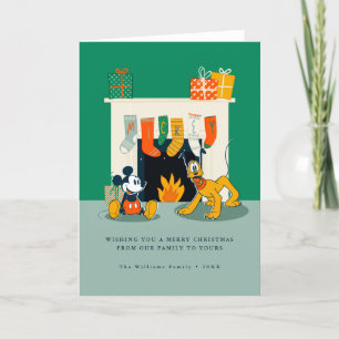 Mickey and Pluto Christma Stockings  Holiday Card