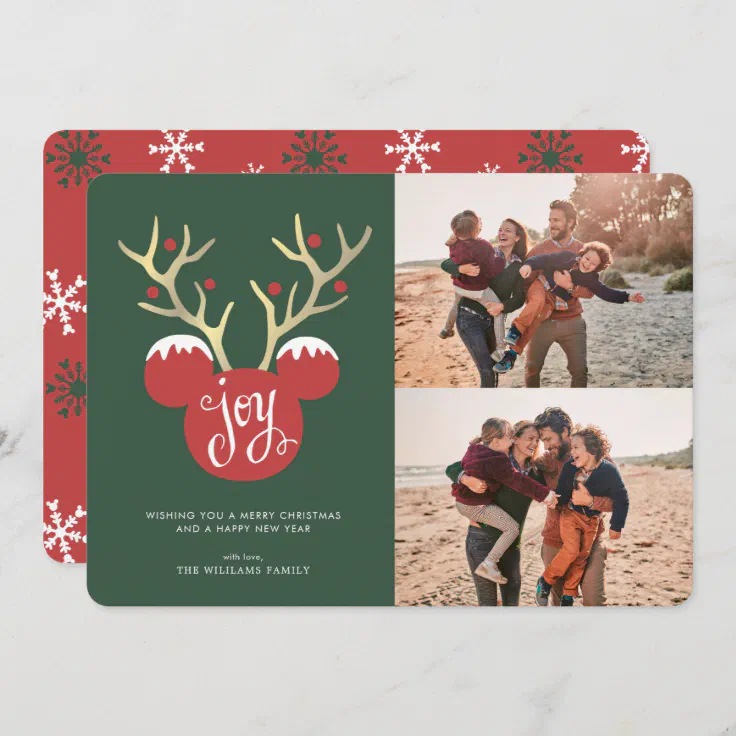 Mickey Antlers | Christmas Family Photo Collage Invitation