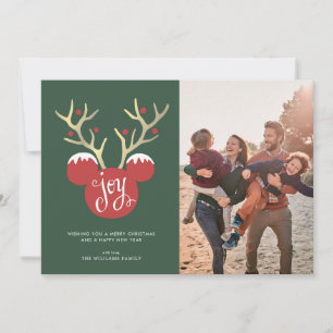 Mickey Antlers   Christmas Family Photo Invitation