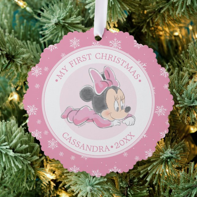 Mickey Baby's First Christmas Pink Ornament Card (Insitu (Tree))