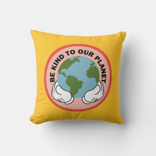 Mickey  Be Kind to Our Planet Throw Pillow
