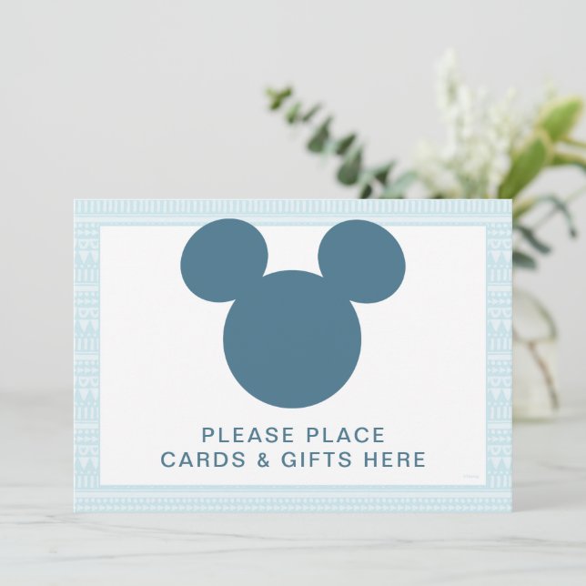 Mickey | Blue Aztec Baby Shower Cards & Gifts (Standing Front)