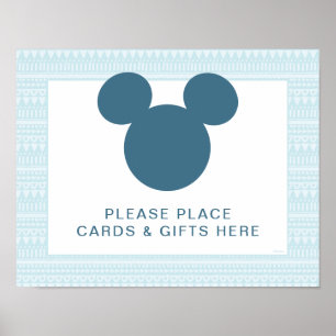 Mickey Blue Aztec Baby Shower Cards & Gifts Poster