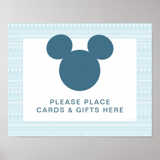 Mickey | Blue Aztec Baby Shower Cards & Gifts Poster (Front)