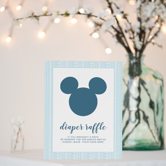Mickey | Blue Aztec Baby Shower Diaper Raffle Foam Board (In Situ (Wedding))