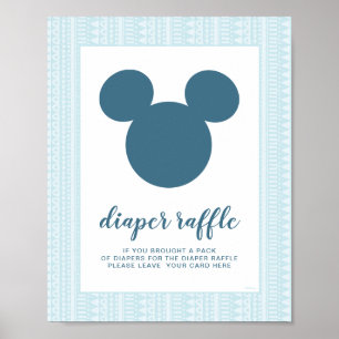 Mickey Blue Aztec Baby Shower Diaper Raffle Poster