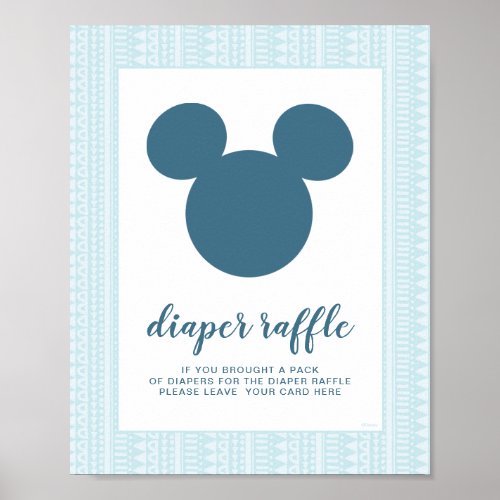 Mickey  Blue Aztec Baby Shower Diaper Raffle Poster