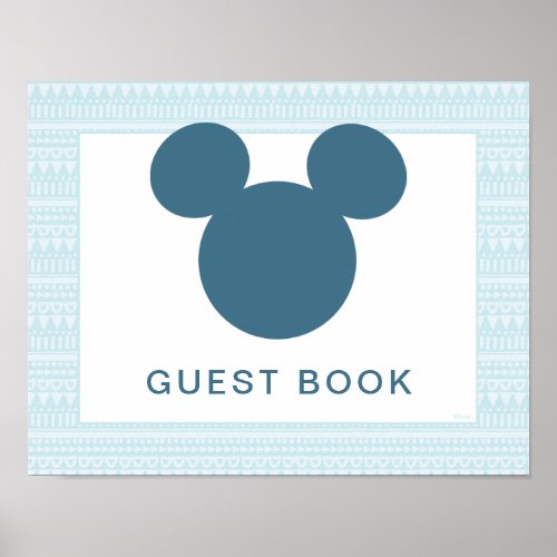 Mickey  Blue Aztec Baby Shower Guest Book