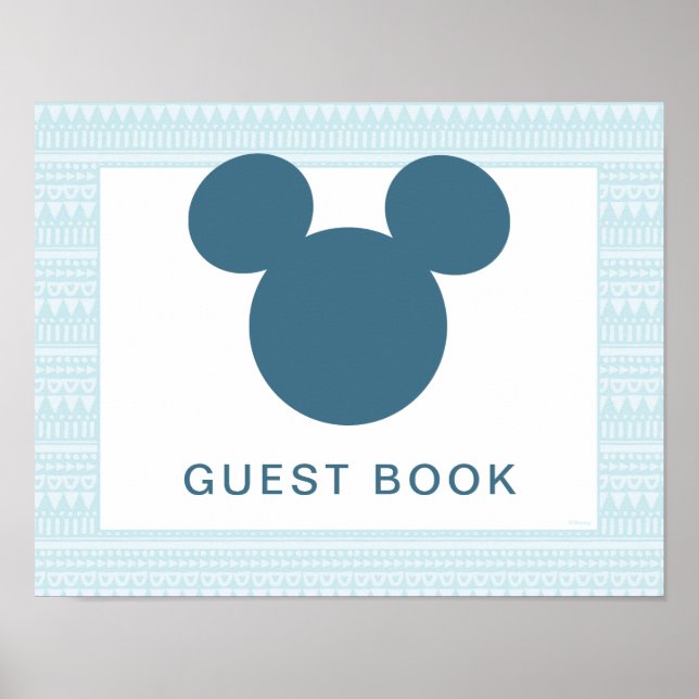 Mickey | Blue Aztec Baby Shower Guest Book (Front)