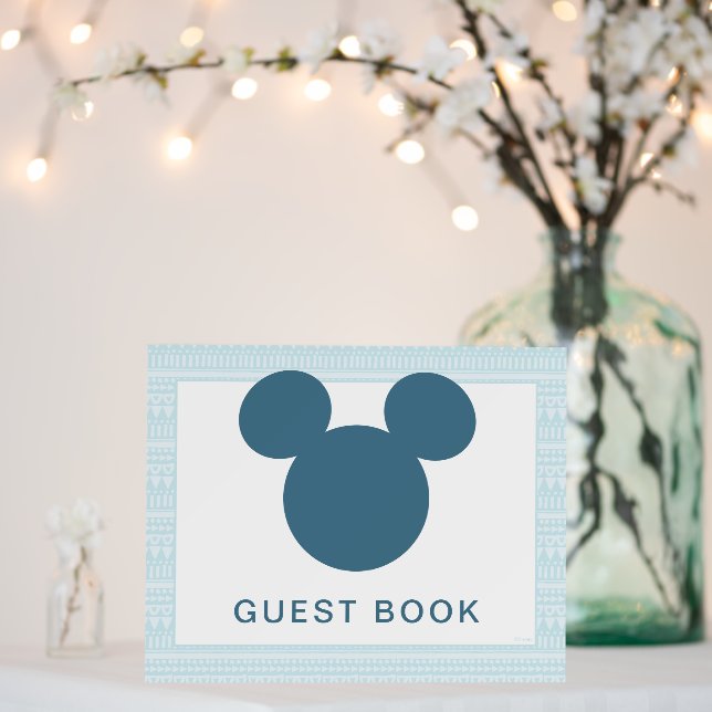 Mickey | Blue Aztec Baby Shower Guest Book Foam Board (In Situ (Wedding))