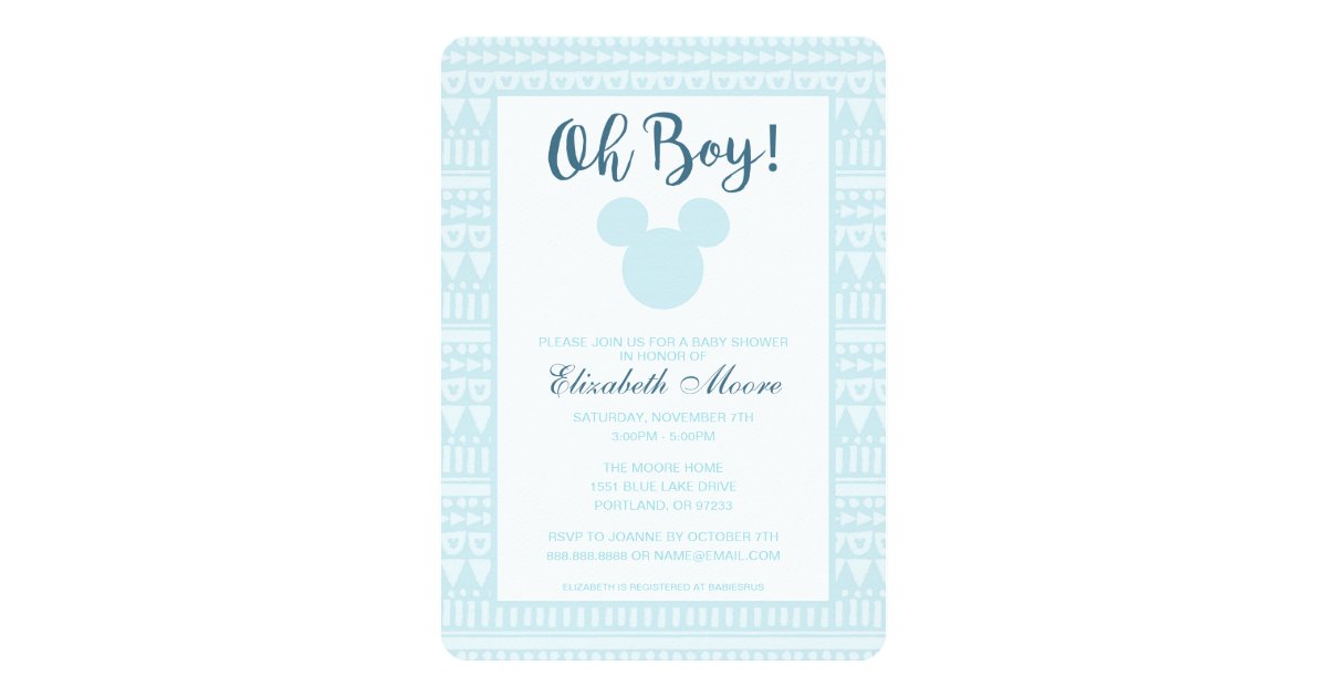 Mickey Blue Aztec Baby Shower Invitation Zazzle Com
