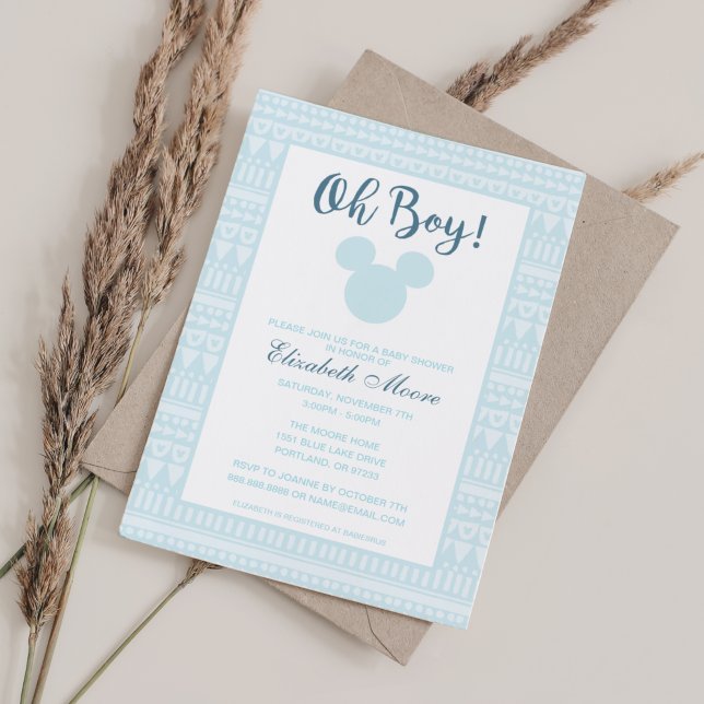 Mickey | Blue Aztec Baby Shower Invitation (Creator Uploaded)