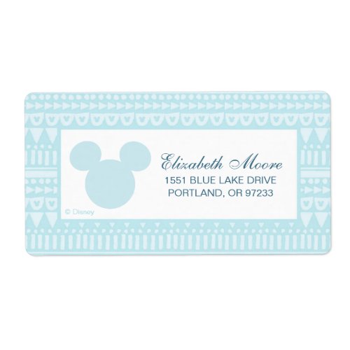 Mickey  Blue Aztec Baby Shower Label