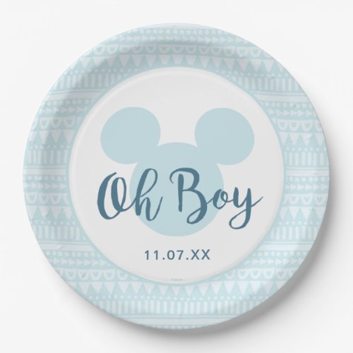 Mickey  Blue Aztec Baby Shower Paper Plates