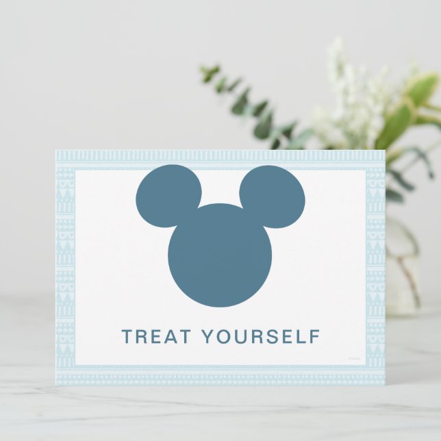Mickey | Blue Aztec Baby Shower Take a Treat Invitation (Standing Front)