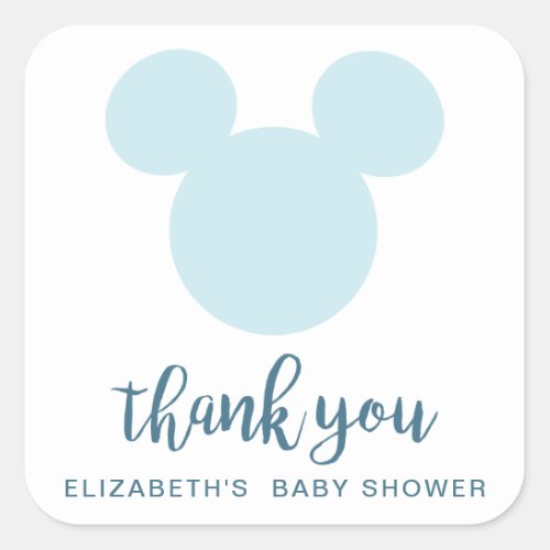 Mickey  Blue Aztec Baby Shower _ Thank You Square Sticker