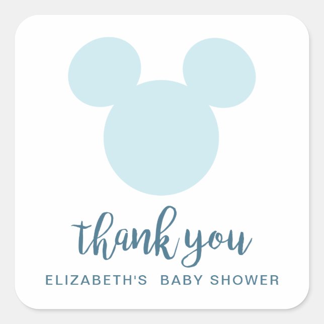 Mickey | Blue Aztec Baby Shower - Thank You Square Sticker (Front)