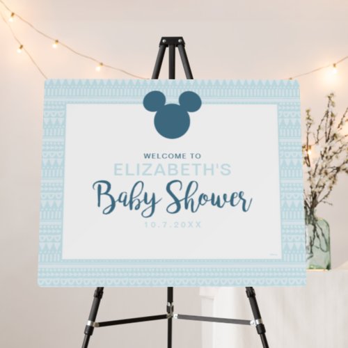 Mickey  Blue Aztec Baby Shower Welcome Poster