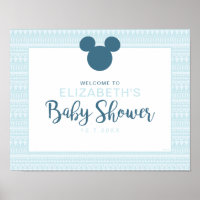 Mickey | Blue Aztec Baby Shower Welcome Poster