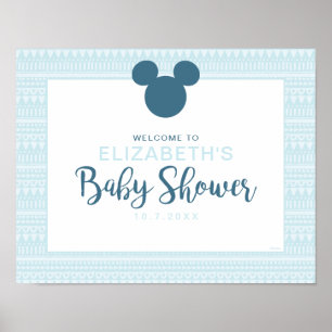 Mickey Blue Aztec Baby Shower Welcome Poster