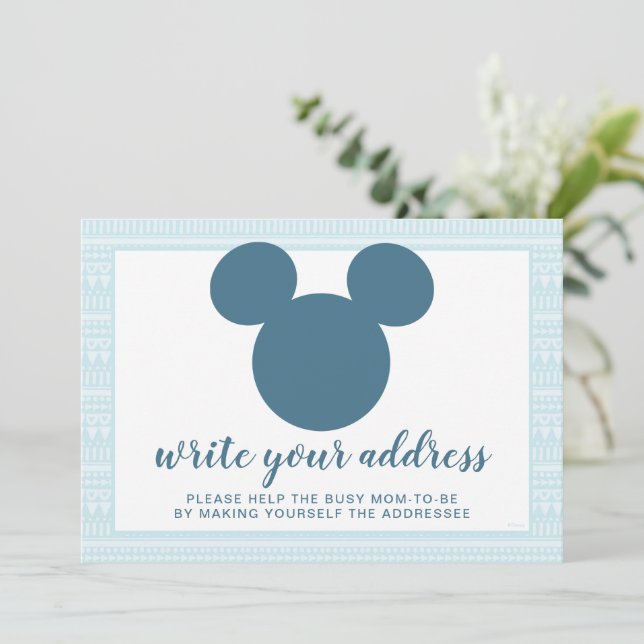 Mickey | Blue Aztec Baby Shower Write Your Address Invitation (Standing Front)