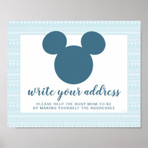 Mickey Blue Aztec Baby Shower Write Your Address Poster