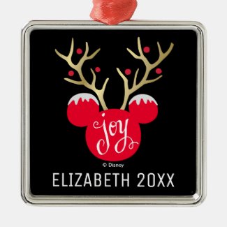 Mickey Christmas Joy | Add Your Name Metal Ornament
