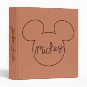 Mickey Continuous Line Icon Name Graphic 3 Ring Binder
