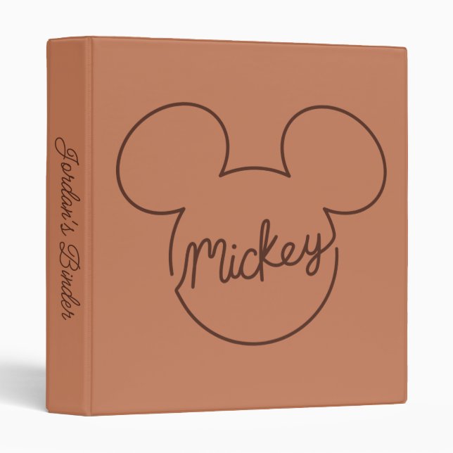 Mickey Continuous Line Icon Name Graphic 3 Ring Binder (Front/Spine)
