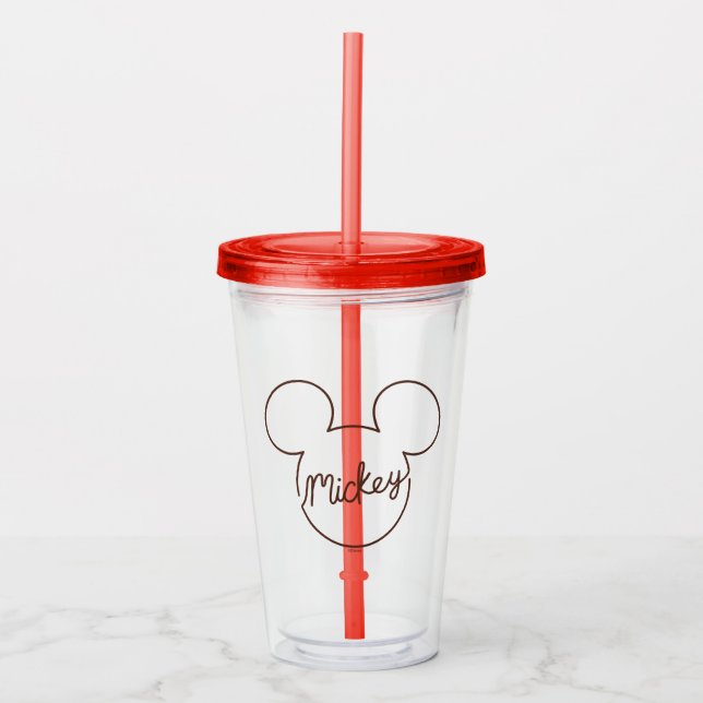 Mickey Continuous Line Icon Name Graphic Acrylic Tumbler (Front)