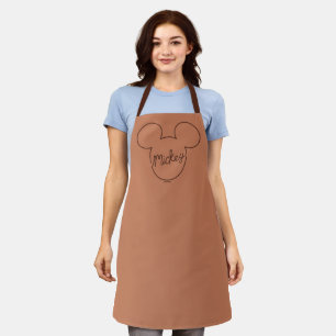Mickey Continuous Line Icon Name Graphic Apron