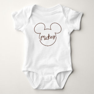 Mickey Continuous Line Icon Name Graphic Baby Bodysuit